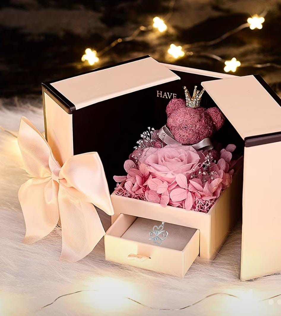 Osito Joyero sorpresa de rosa