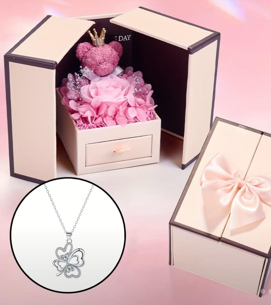 Osito Joyero sorpresa de rosa